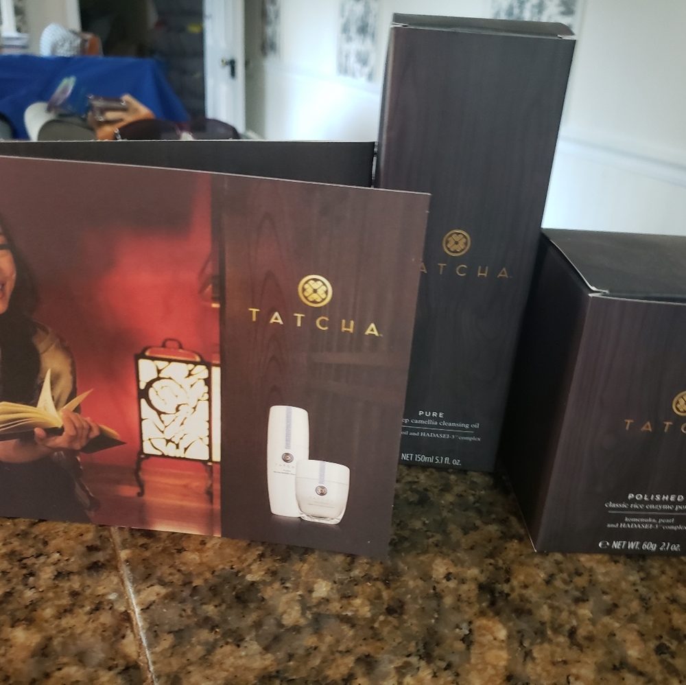 Tatcha Camellia Cleansing Oil (Pure)  and Classic Rice Enzyme powder (Polish).